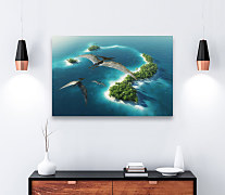 Obraz na stenu Letiaci pterodaktyl nad ostrovom